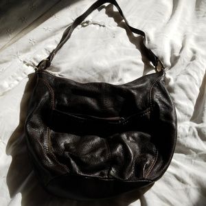 Brown leather handbag from The Sak